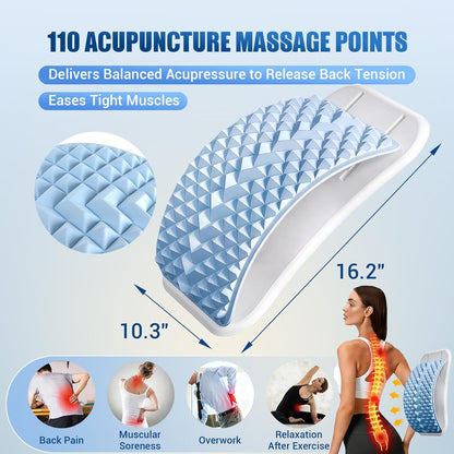 Back Stretcher for Back Pain, Adjustable Height & Soft Sponge Material | Lumbar Back Stretcher With Acupressure Points, Air Pump Adjustable Height, Spine Stretching Support, Scoliosis, Manual Includ
