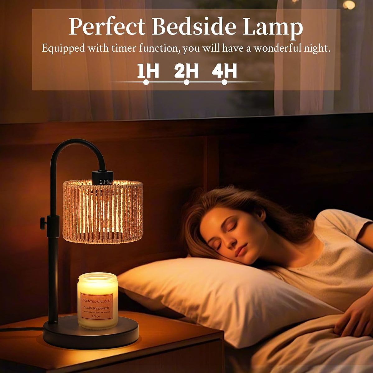 FINCMY Candle Warmer Lamp with Timer, Adjustable Height Candle Wax Warmer Candle Lamp Warmer for Jar Candles, Home Decor House Warming Gifts Compatible with Various Candles (Linen)