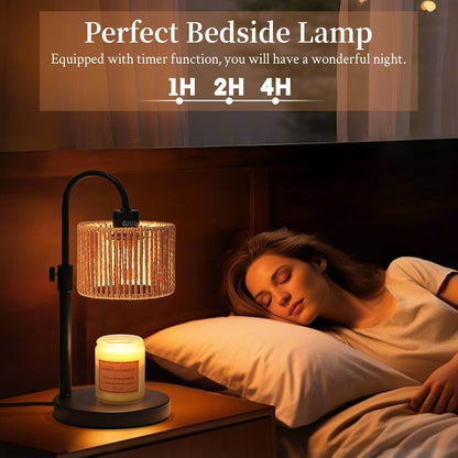 FINCMY Candle Warmer Lamp with Timer, Adjustable Height Candle Wax Warmer Candle Lamp Warmer for Jar Candles, Home Decor House Warming Gifts Compatible with Various Candles (Linen)