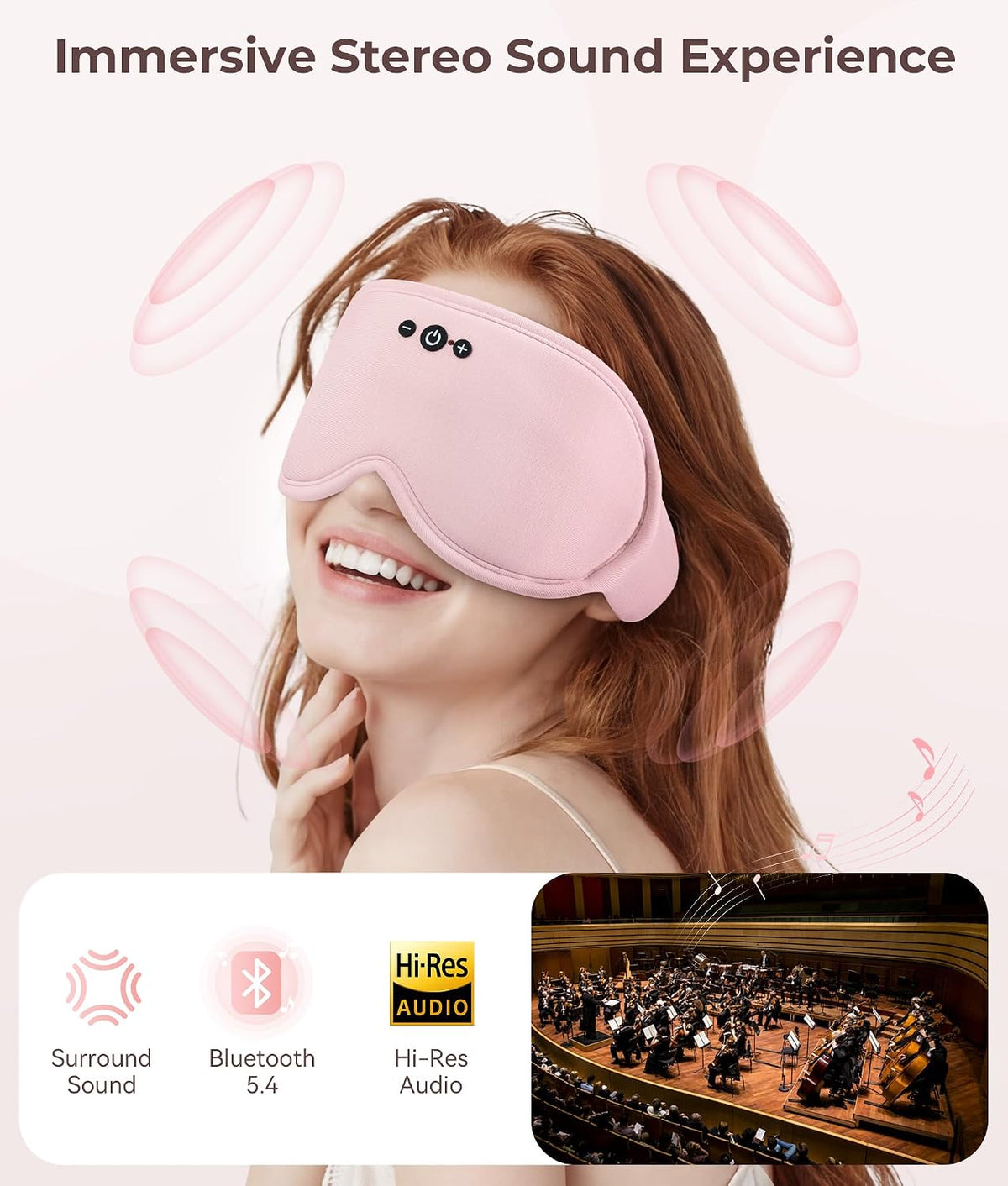 MUSICOZY Bluetooth Sleep Mask Headphones, 3D Blackout Bamboo Fiber