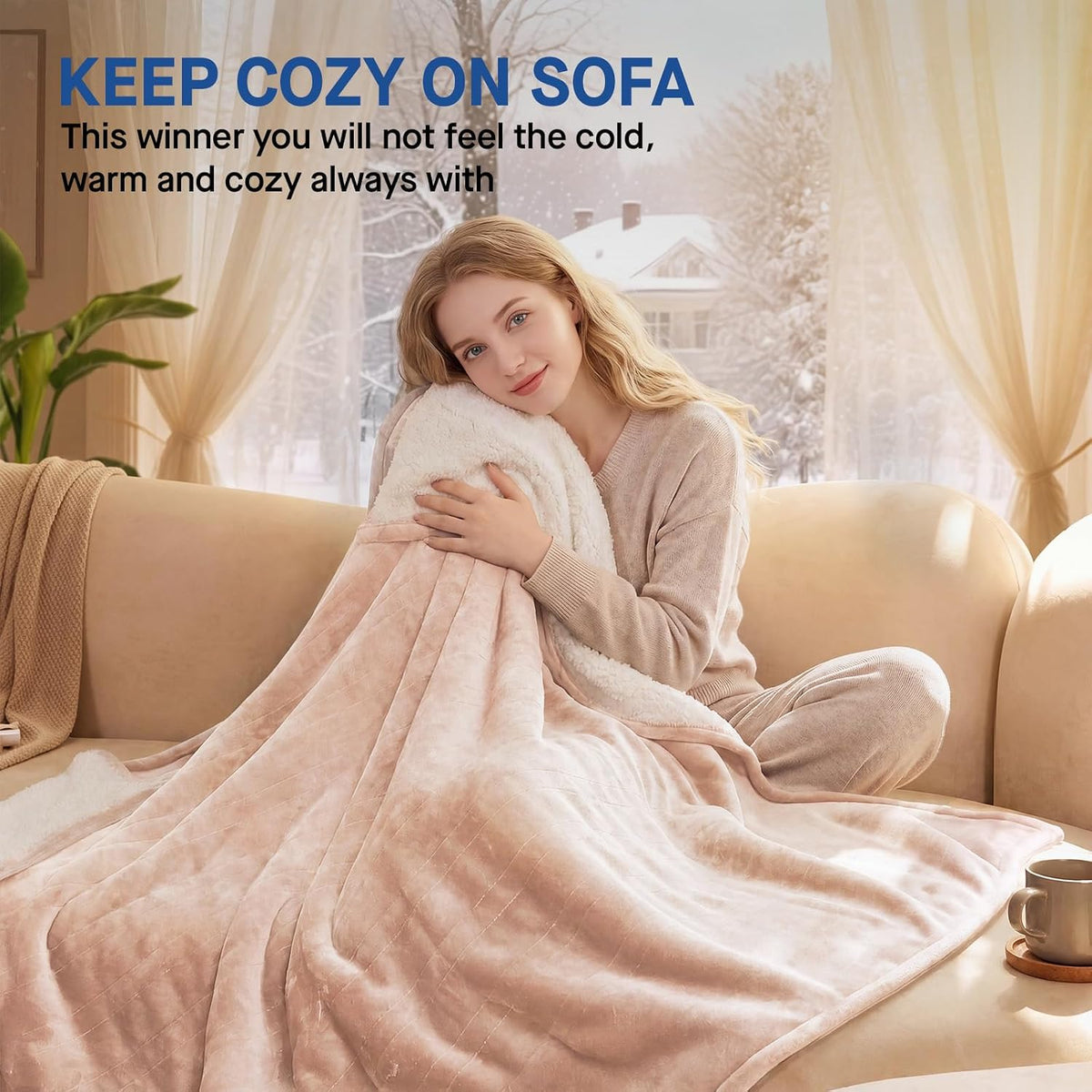 Sealy Electric Blanket Throw 50×60, Flannel to Sherpa, Charcoal