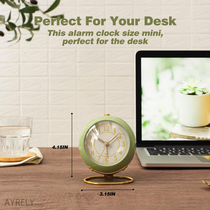 AYRELY® Battery Operated Analog Desk Alarm Clock with Light, Table Clock | Retro Aesthetic Clock with Silent Non-Ticking Movement for Bedside, Bedroom, Kitchen, Office, Travel & Kids' Room(Light Pink)