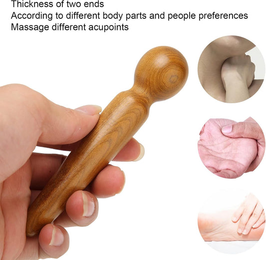 Dioche Reflexology Foot Massage Wooden Stick, Wood Health Treatment Traditional Tool Manual Massager for Travel