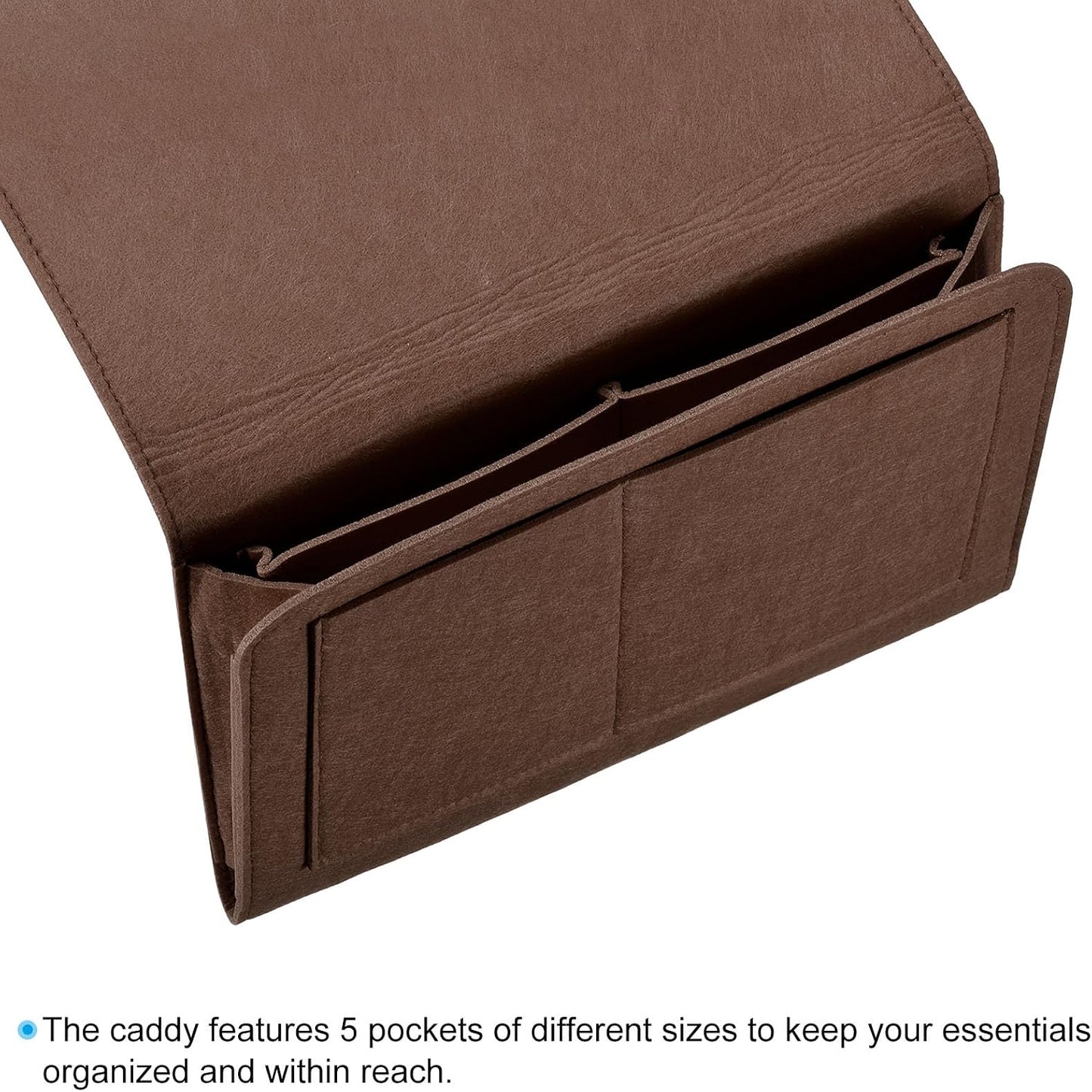 PATIKIL 11in Bedside Caddy, Bed Caddy Bedside Organizer Hanging Soft Felt 5 Pockets Bed Pockets Bedside Storage Organizer Remote Control Holder for Bedroom Phones Glasses, Green