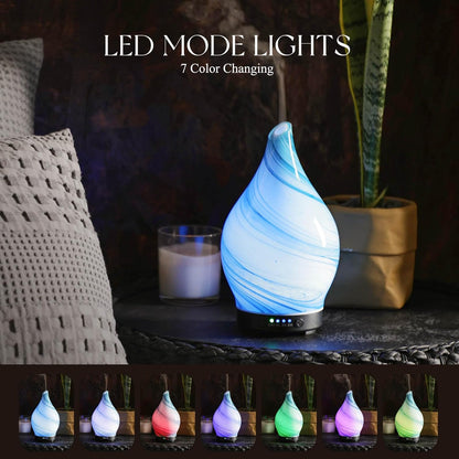 Porseme Oil Diffuser 3D Glass Aromatherapy Ultrasonic Humidifier, Air Refresh Auto Shut-Off, Timer Setting, BPA Free for Home Hotel Yoga Leisure SPA Gift 150ml Last 6H - Colors B