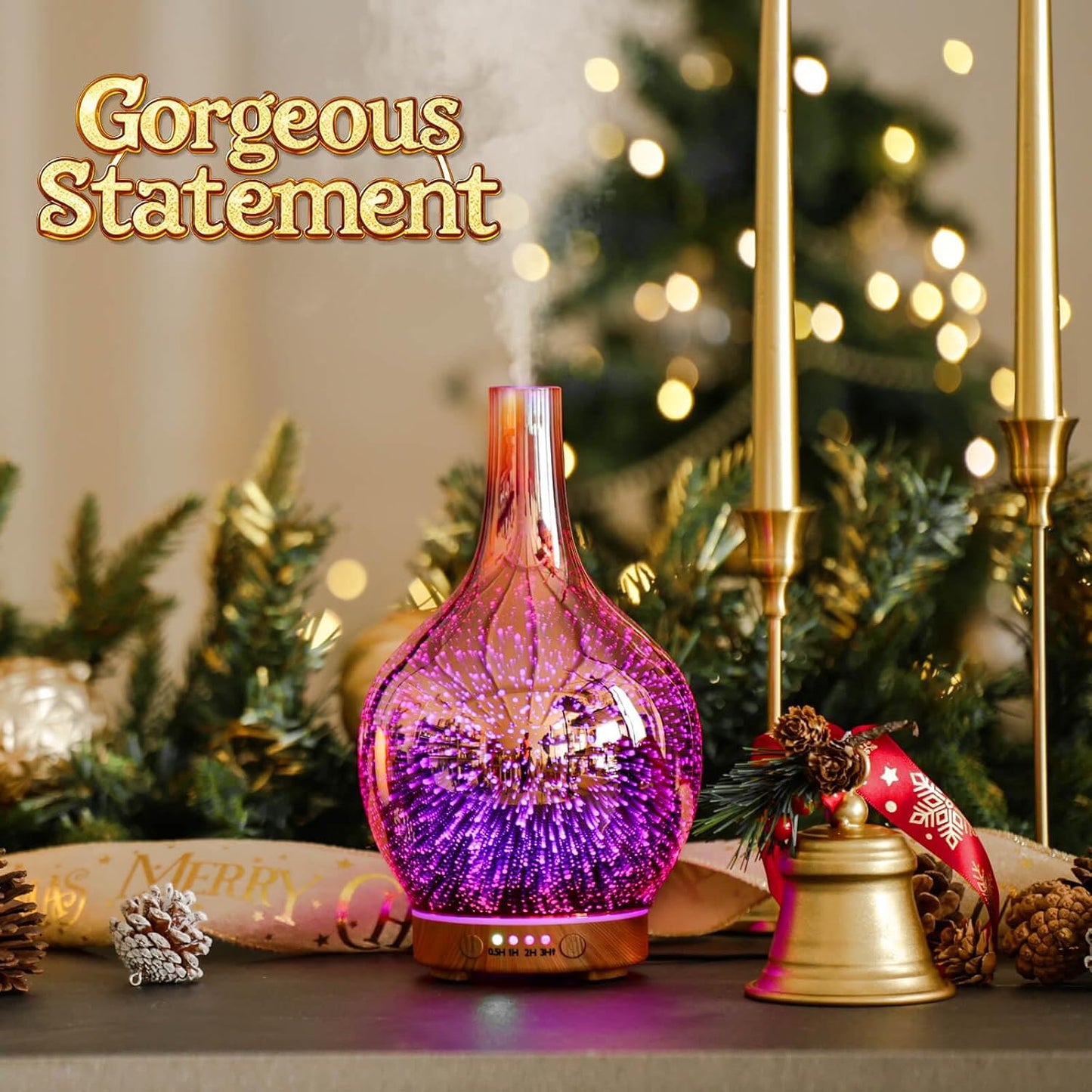 Porseme 150ml Essential Oil Diffuser Glass Color Changing Aroma Air Diffusers Aromatherapy Ultrasonic Cool Mist Humidifier 6 Running Hours Waterless Auto-Off for Sleeping, Yoga, Office, Spa (Ink)