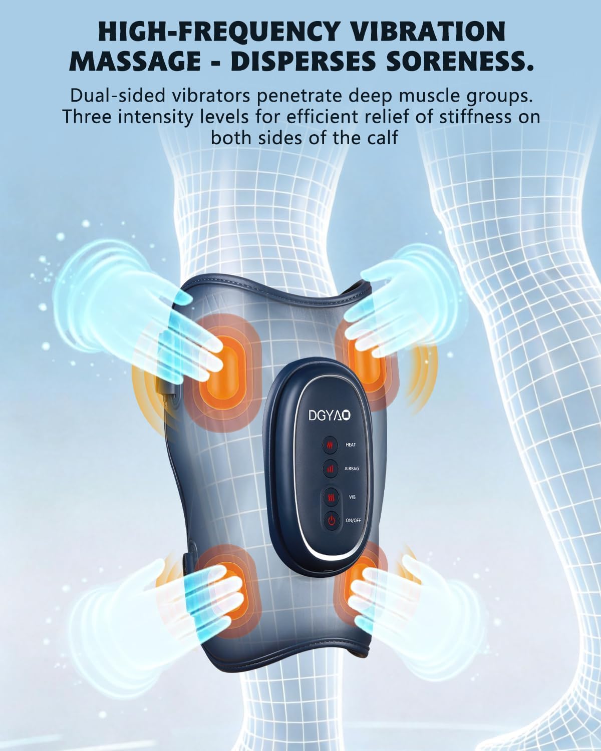 Air Compression Leg Massager with Heat Vibration: Calf Massager with 3 Modes, 3 Intensity for Circulation and Red Light Therapy Pain Relief - Cordless Calf Compression Device for Fast Recovery