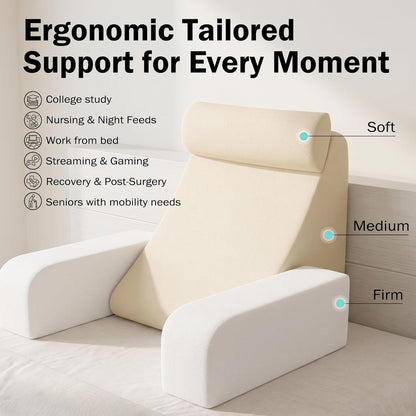 ENITYA 21" Reading Pillow for Bed with Firm Back Support & Big Pockets