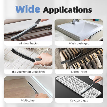 FOOGWEE Hard Bristle Crevice Cleaning Brush - Cleaning Tools for Household Use, Multifunctional Gap Cleaning Supplies for Kitchen, Bathroom, Toilet, Window, Vehicle, Faucets, Grout, Home (Black)