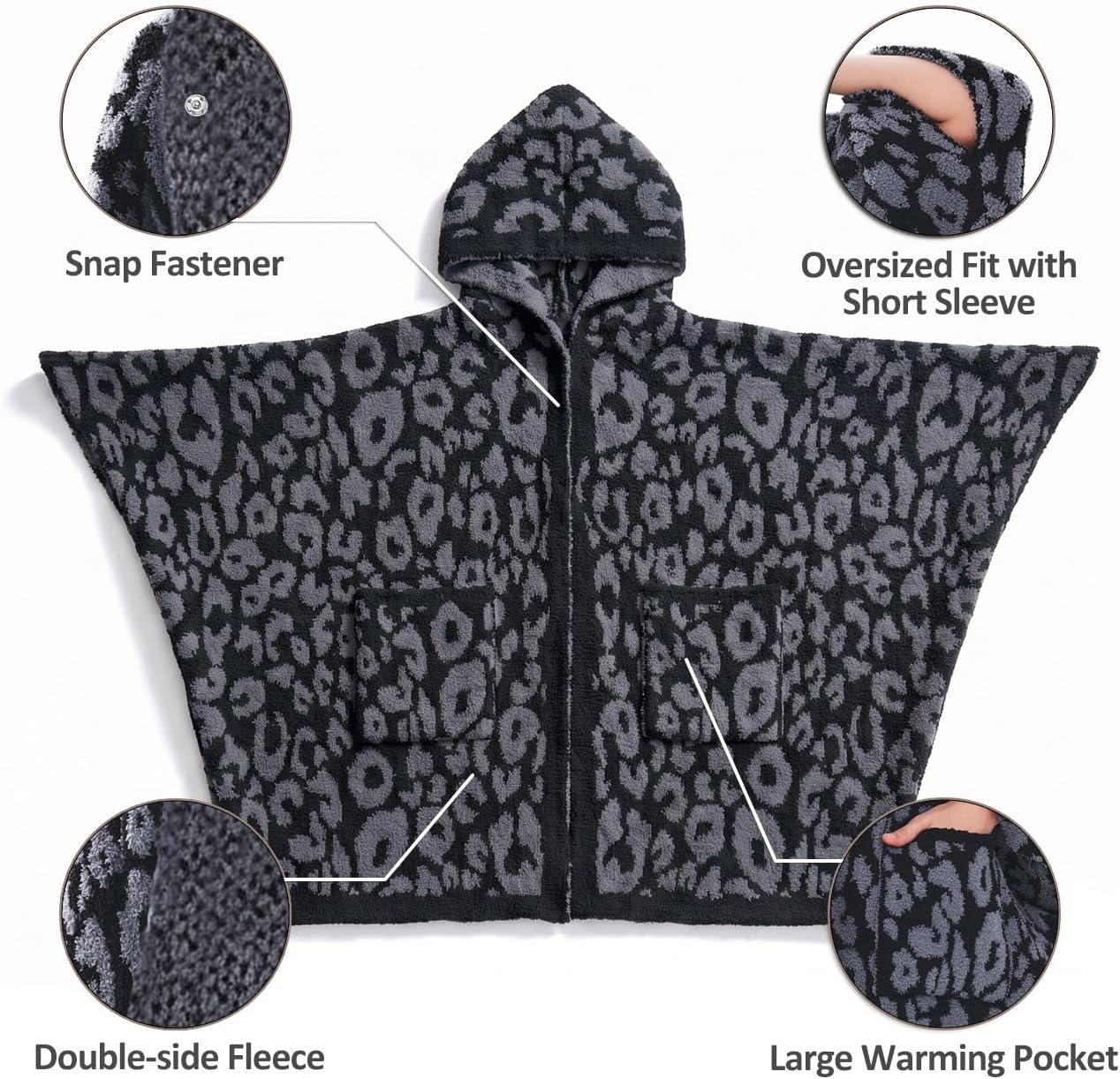 WDCOZY Wearable Blanket Hoodie Poncho Throw Comfy Soft Warm Cape Shawl Cozy Cloak Wrap Hooded with Sleeves For Women Adults
