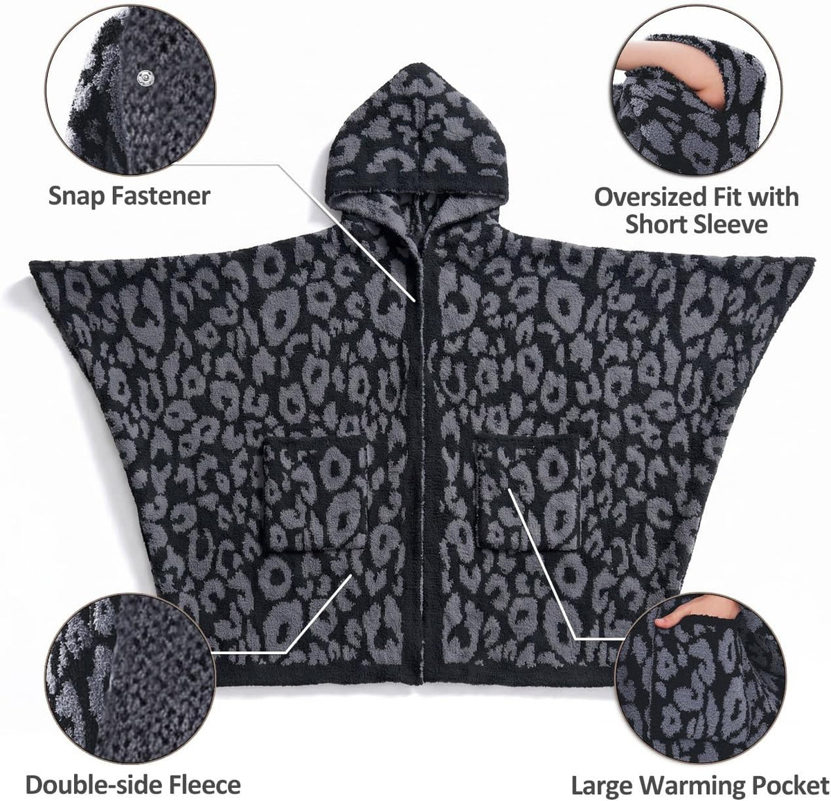 WDCOZY Wearable Blanket Hoodie Poncho Throw Comfy Soft Warm Cape Shawl Cozy Cloak Wrap Hooded with Sleeves For Women Adults