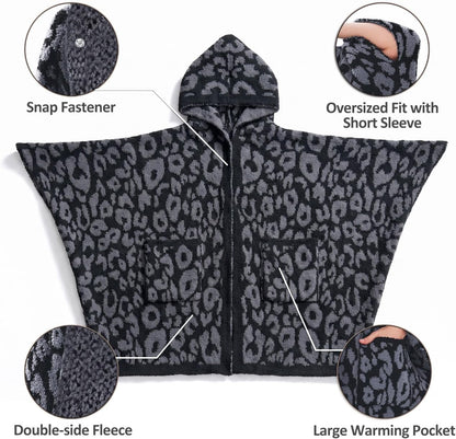 WDCOZY Wearable Blanket Hoodie Poncho Throw Comfy Soft Warm Cape Shawl Cozy Cloak Wrap Hooded with Sleeves For Women Adults