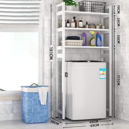 3 Tiers Over The Washer and Dryer Storage Shelf, Bathroom Rack Shelf with Adjustable Feet Freestanding Storage Rack Wood Laundry Shelf Organizer Black for Bathroom