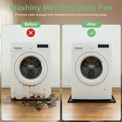 33 x 31 Inch Washing Machine Drain Pan, Silicone Washer Pan, Grey | 2cm Raised Waterproof Edge, Washer and Dryer Mat for Floor Protection, Fits Standard & Large Washers Up to 5.0 Cu.Ft.
