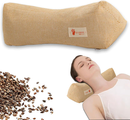 Neck & Cervical Pillows Buckwheat Pillow ，Neck Support Pillow Cervical Neck Roll Bolster Pillow，Neck Pain Relief for Back and Side Sleepers Round Pillows (Pink)