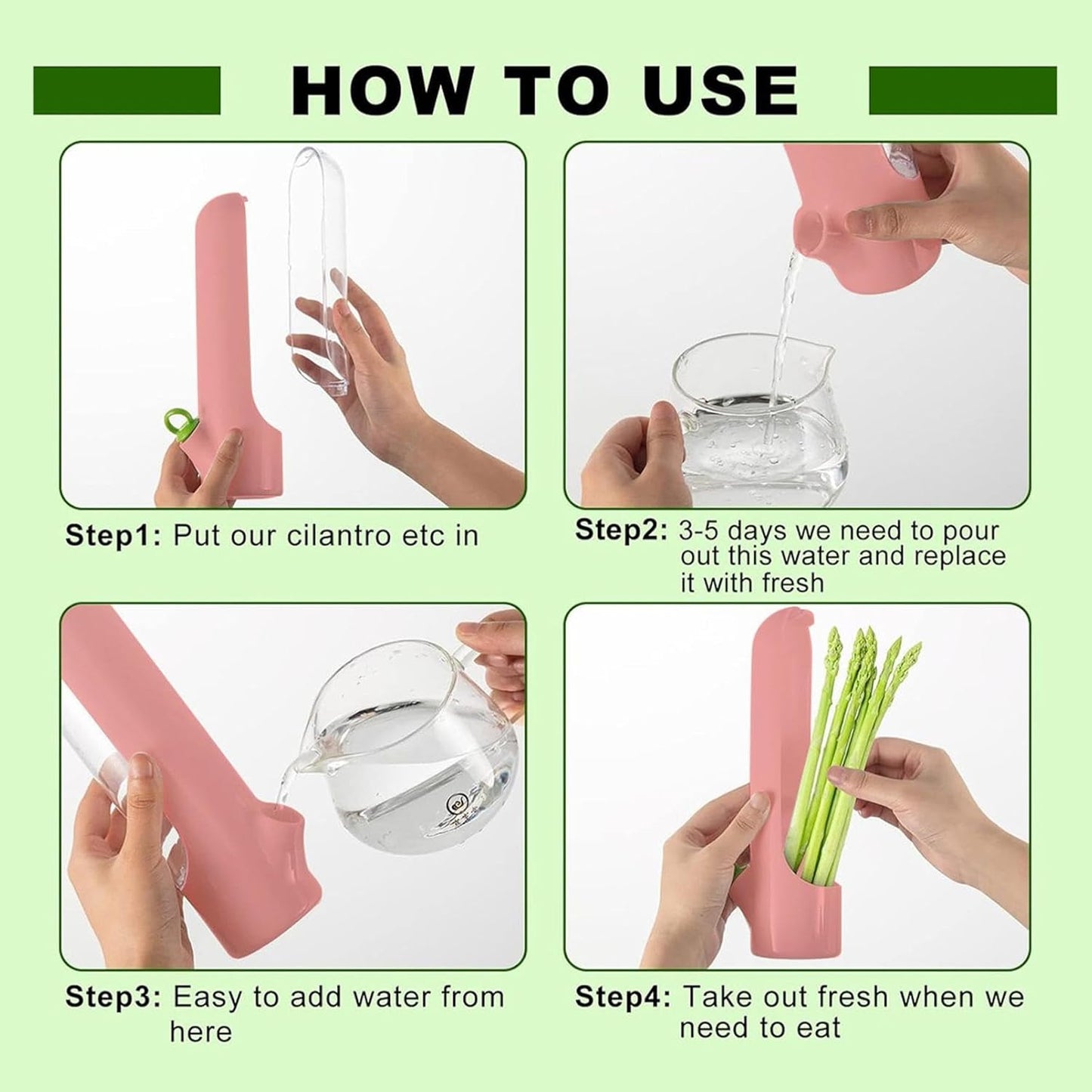Herbsaver for Refrigerator - Vegetable Freshness Storage Containers, Herbkeeper Pod with Adjustable Humidity Control, Cilantro,Parsley, Asparagus, Keeps Vegetables Fresh for 2-3 Week (Pink)