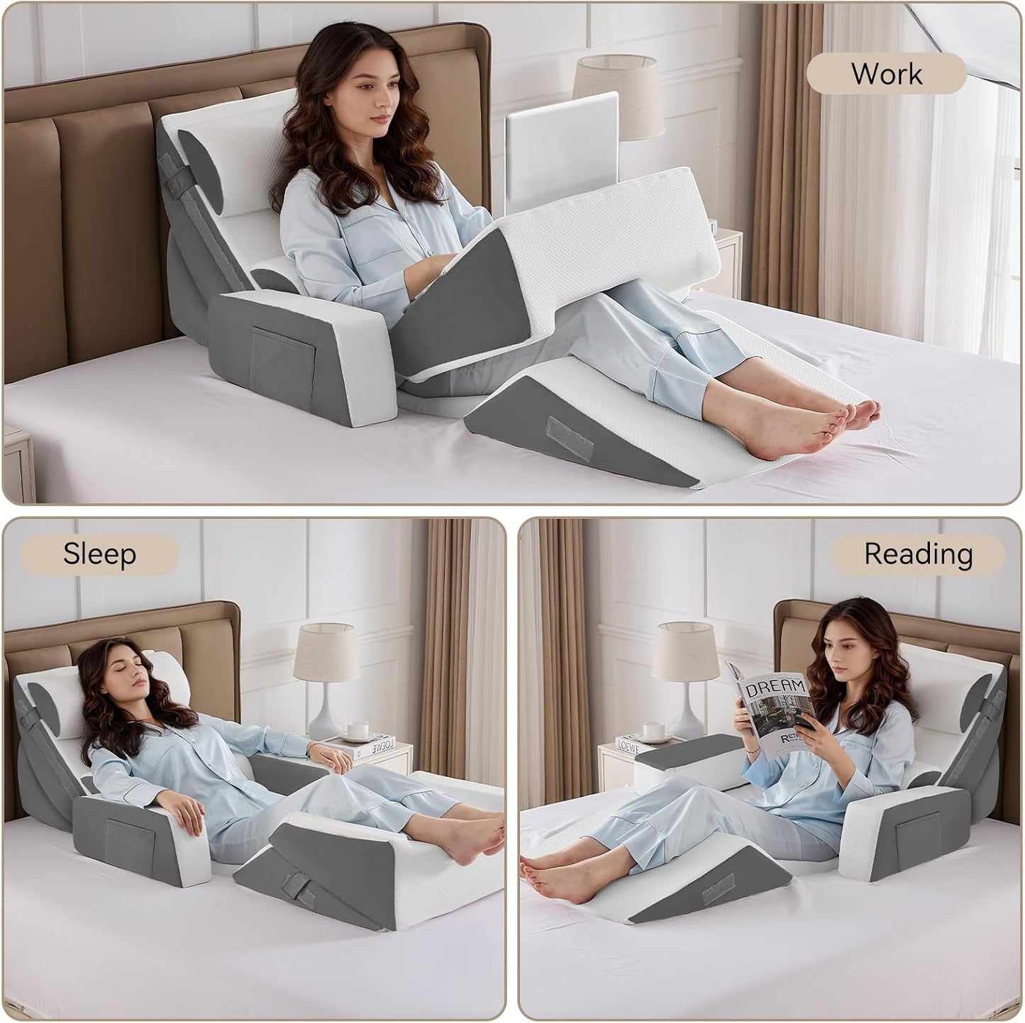 Yojoker Leg Elevation Pillows for Swelling, Memory Foam Wedge Pillow for Legs Blood Circulation, Leg Elevation Pillows for After Surgery, Knee Wedge Pillow for Sleeping Back Hip Ankles Relief