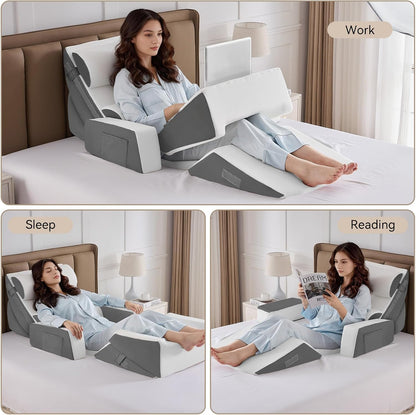 Yojoker Leg Elevation Pillows for Swelling, Memory Foam Wedge Pillow for Legs Blood Circulation, Leg Elevation Pillows for After Surgery, Knee Wedge Pillow for Sleeping Back Hip Ankles Relief