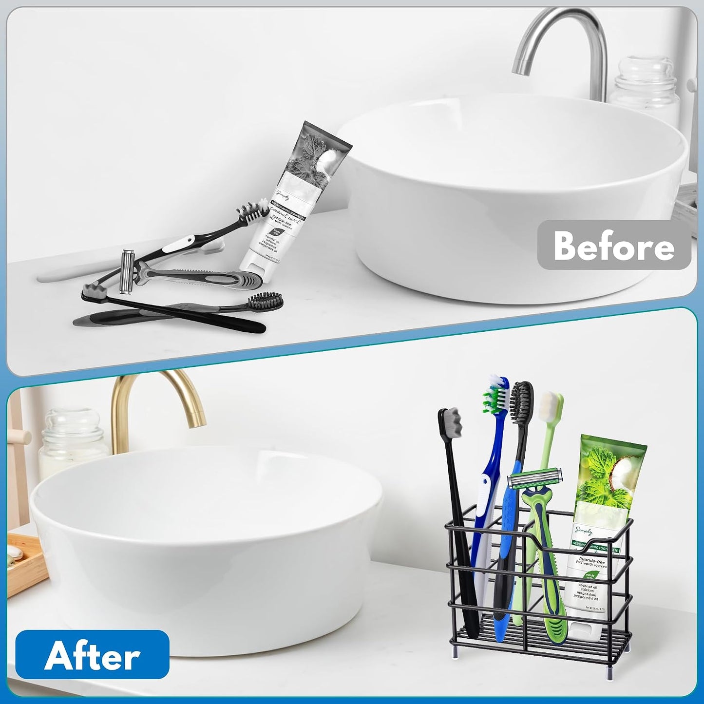 Electric Toothbrush Holders for Bathrooms 304 Stainless Steel Quick Drying | Upgrade Heavy Duty Sturdy Durable Toothpaste Holder Bathroom Organizer Storage Decor Accessories Tooth Brush Holder Caddy