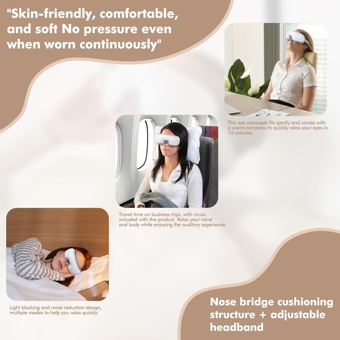 LAOBEN Eye Massager with Heat, Cordless Heated Eye Mask for Improve Sleep, Dry Eyes and migraines Relief, Reduce Strain for Plane, Travel and Office, Birthday Gifts for Women Men Mom Dad