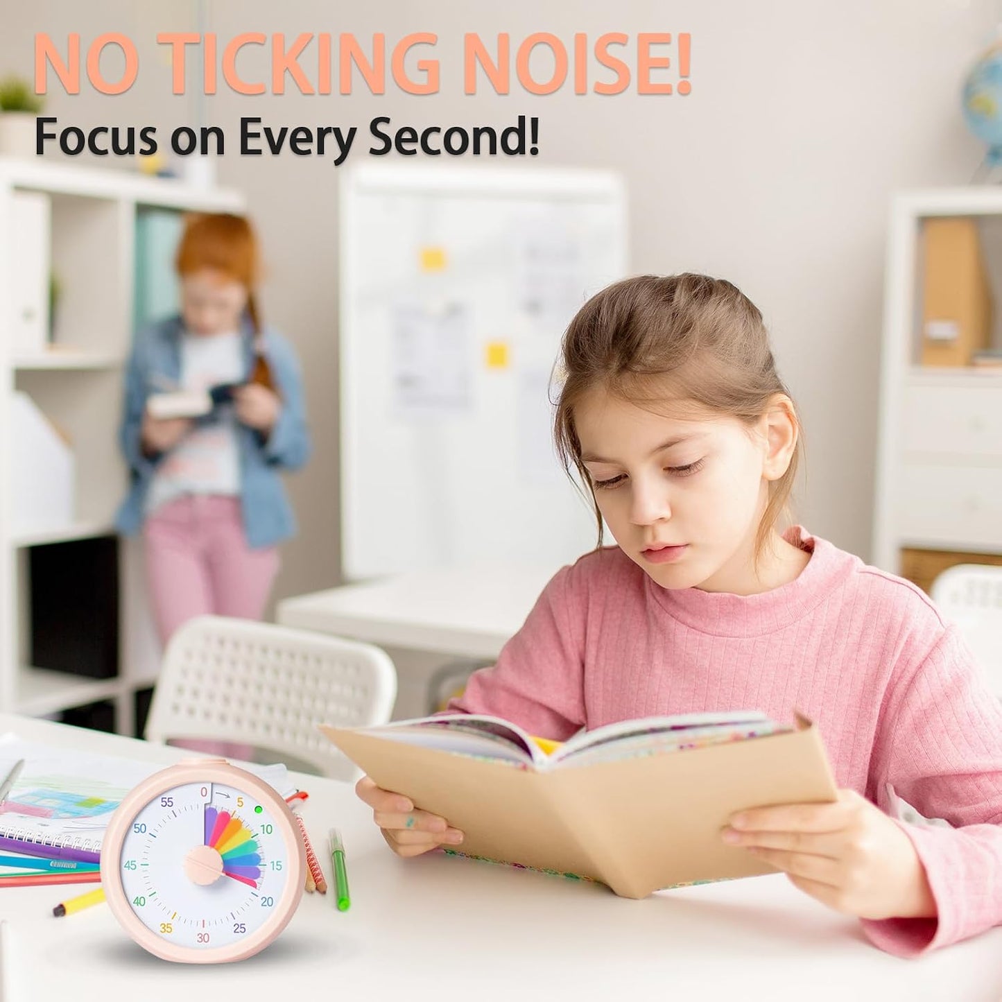 Visual Timer for Kids 60 Minute Countdown Timer Rainbow Disk Desk Timer Clock for Classroom Study Office Kitchen with Silent Operation (Purple)