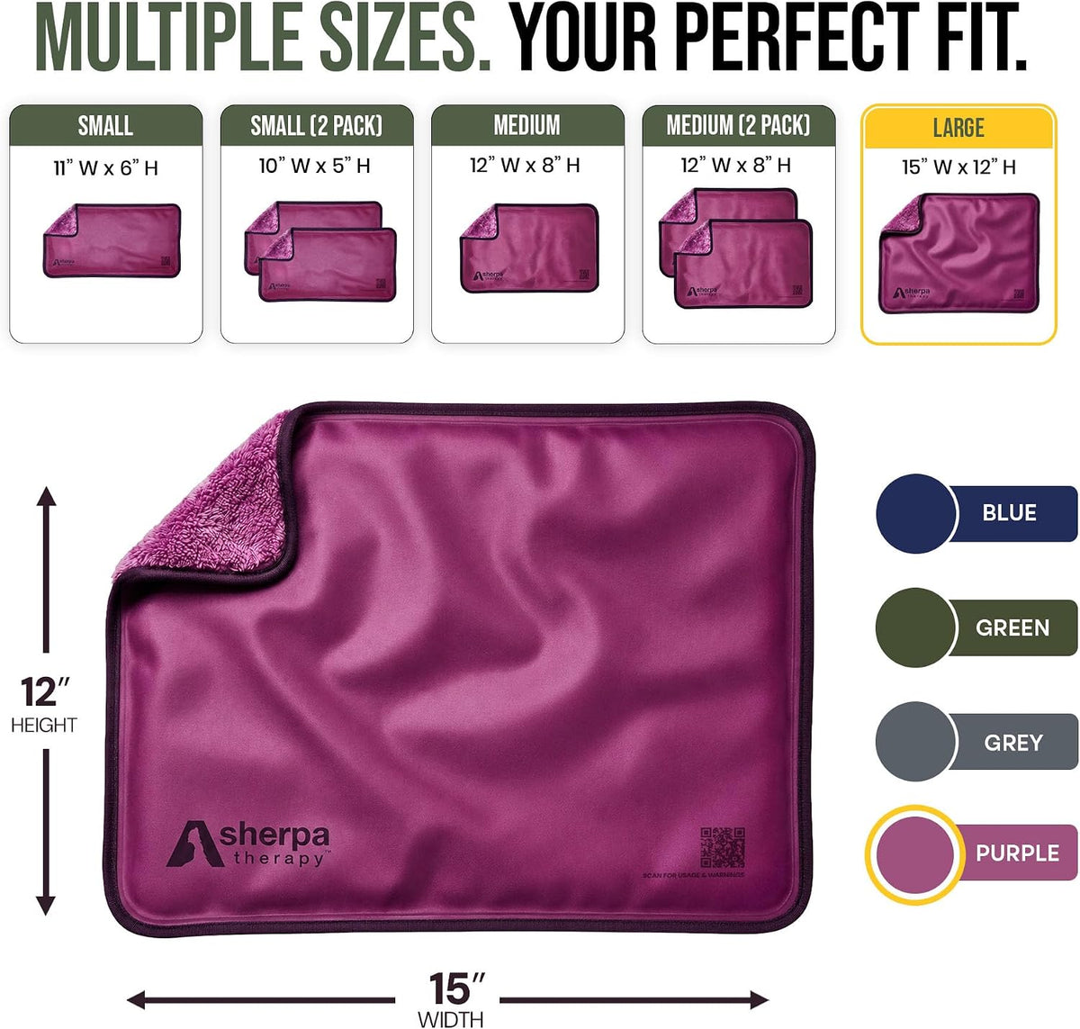 Medium Flexible Gel Ice Packs Reusable - Hot and Cold Soft Ice Packs for Injuries Reusable for Ankle, Arm, Foot, Leg, Back Pain Relief - 8" x 12" - Purple