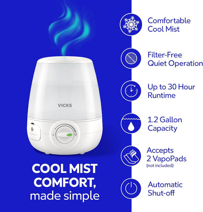 Vicks Filter-Free Ultrasonic Humidifier, Recommended by Pediatricians