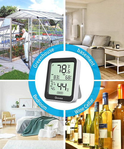 Govee Indoor Hygrometer Thermometer H5075 with Bluetooth App Control | Room Temperature Humidity Meter, 164ft Remote Monitor, Smart Alerts, 2 Years Data Storage Export, for Bedroom Wine Cellar