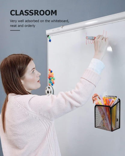 QYH Magnetic Pen Holder 4 Pack Pencil Locker Organizer Accessories for School and Office, Black