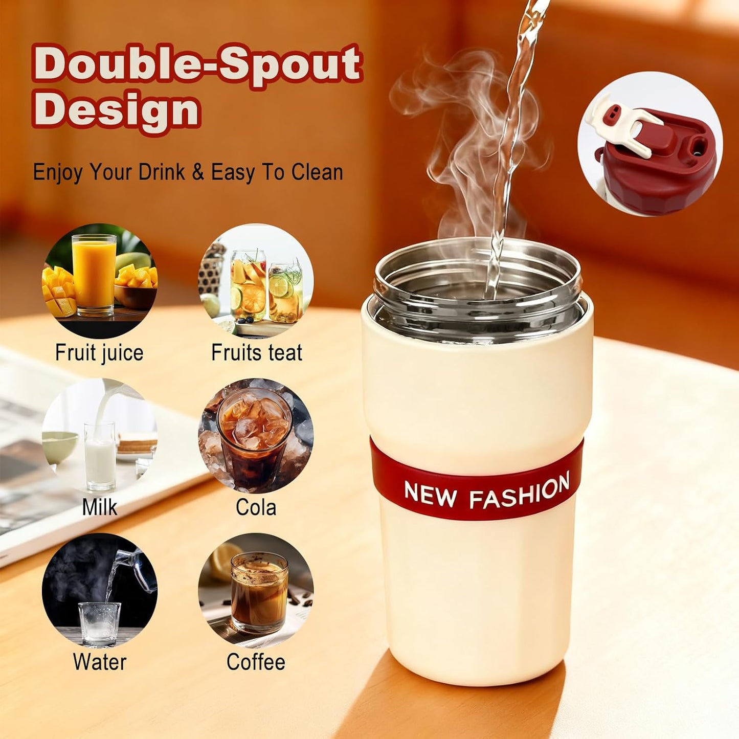 Portable 16OZ Insulated Tumbler with Magnetic Tea Infuser, Water Bottle | Stainless Steel, BPA-Free, Magnetic Detachable Strainer, One-Touch Brewing, For Loose Leaf Tea, Gift for Men & Women