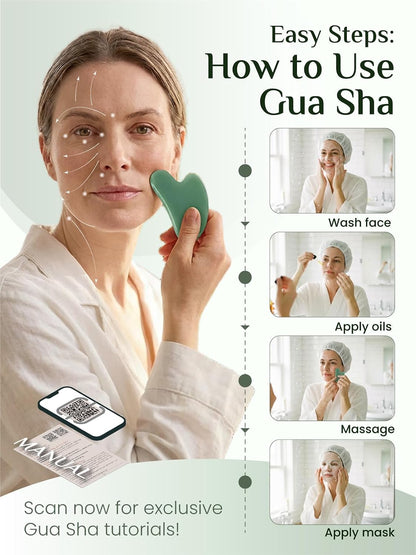 Rena Chris Gua Sha Facial Tools, Stainless Steel Guasha Tool for Acupuncture, Manual Massage Tool for Jawline Sculpting and Puffiness Reducing, Gua Sha Facial Massage Tool, Skin-Care Gift (Silver) | Face Massage Tool for Jawline Sculpting, Puffiness