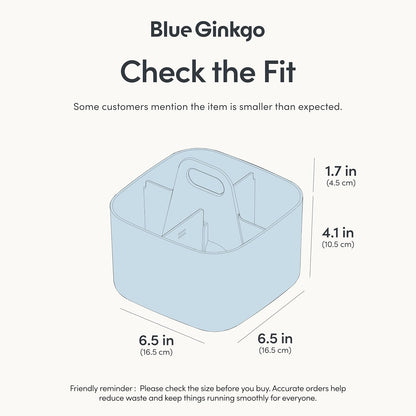 BLUE GINKGO Stackable Organizer Caddy, Rectangle, White, Made in Korea | Portable. Adjustable. Home, Office & School Storage.