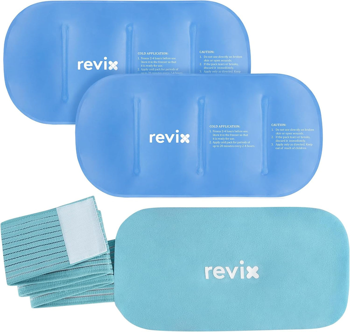 REVIX Ice Pack for Injuries Reusable, 2-Pack Hot & Cold Gel Wrap with Strap