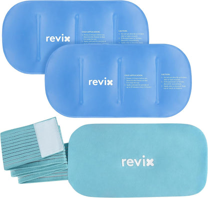 REVIX Ice Pack for Injuries Reusable, 2-Pack Hot & Cold Gel Wrap with Strap