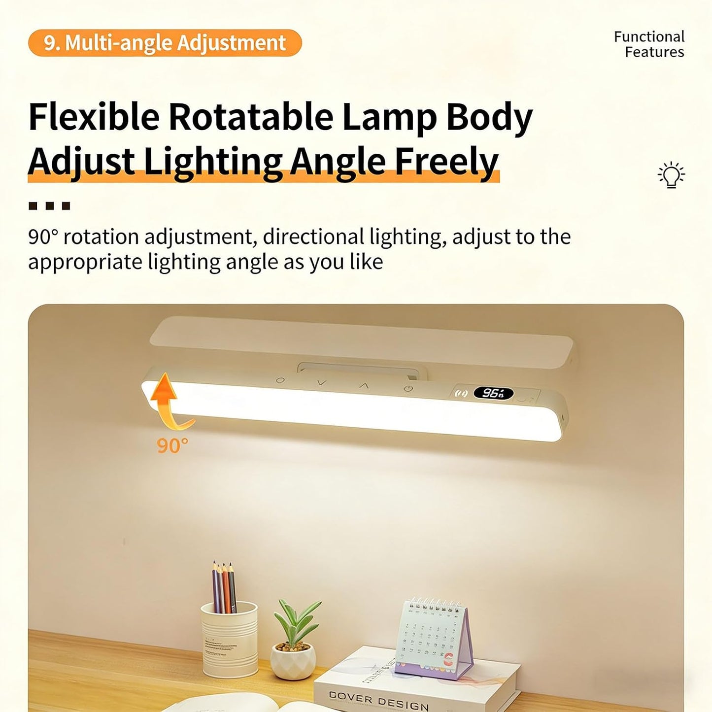 Diydeg Light Bar, Rechargeable Magnetic Under Cabinet Lighting with 3 Color Temperature, Touch Control Wireless Motion Sensor Light for Kitchen, Wardrobe, Stairs and Bed (White)