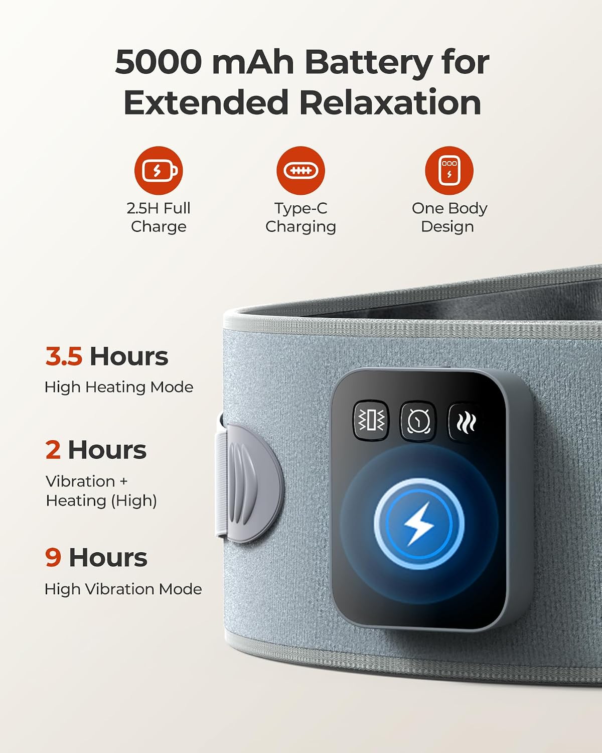 Cordless Heating Massage Pad Customizable Pain Relief with 3 Heat 3 Vibration 3 Timer Settings Wearable and Rechargeable for Back Menstrual Cramps Thoughtful Unisex Gift