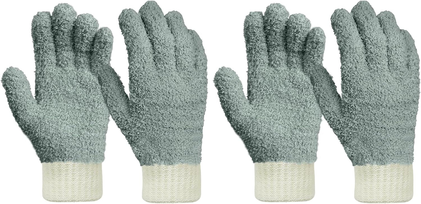 MIG4U Microfiber Dusting Gloves House Cleaning Glove for Blinds, Windows, Shutters, Furniture, and Car, Reusable Lint-Free Blue 1 Pair S/M