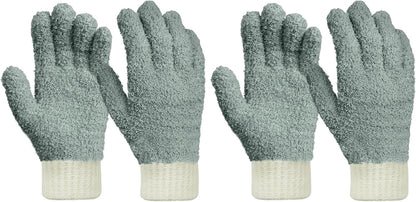 MIG4U Microfiber Dusting Gloves House Cleaning Glove for Blinds, Windows, Shutters, Furniture, and Car, Reusable Lint-Free Blue 1 Pair S/M