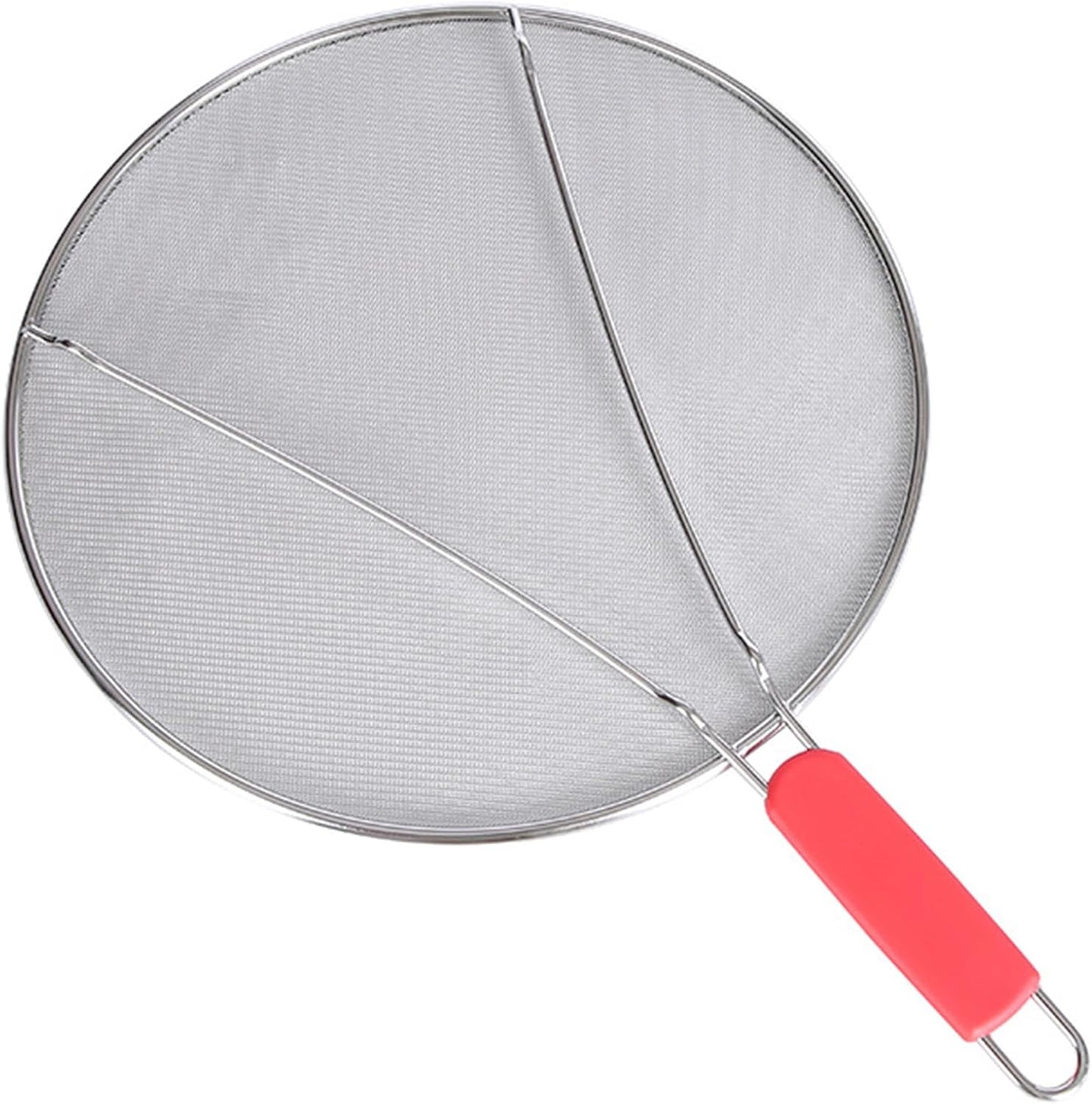 Splatter Screen for Frying Pan: Stainless Steel Grease Splatter Guard Oil Splatter Guard for Cooking, Mesh Frying Screen Keeps Kitchen Clean and Protects Skin From Burns (Red, 11in)