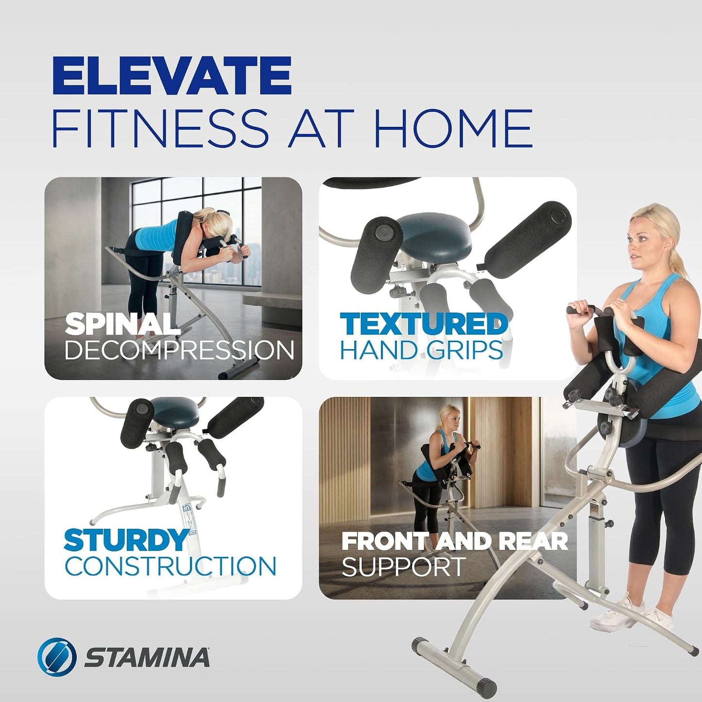 Stamina InLine Traction Control System, Spine Decompression Workout Machine | Back Pain Relief, Stretching and Exercise Equipment for Home and Gym Workouts, Portable Lower Body Fitness Stretcher
