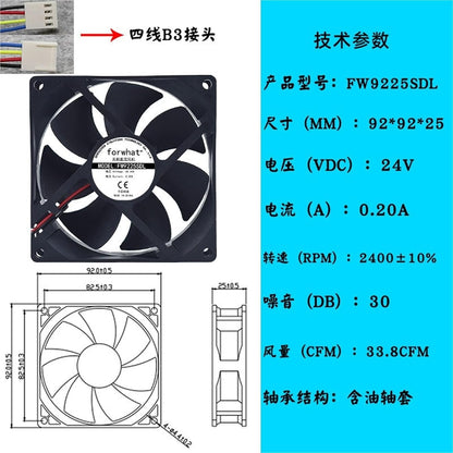 9225 9CM 12V24V48V Dual Ball Bearing Welding Machine Computer case Silent Cooling Fan(White)