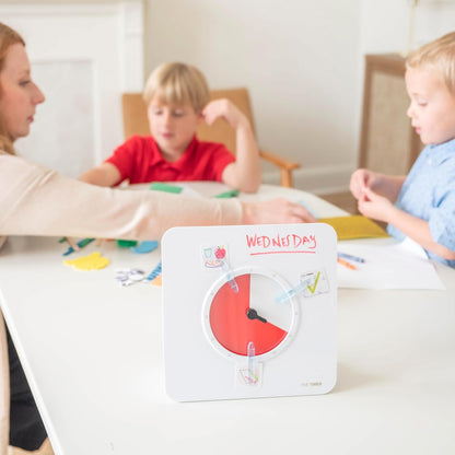 TIME TIMER Visual Schedule Package - 8-inch 60 Minute Visual Routine Timer with Dry Erase Board, PECS Cards, and Whiteboard Marker - for Kids Desk, Classroom, Home, and Routines (Orange)