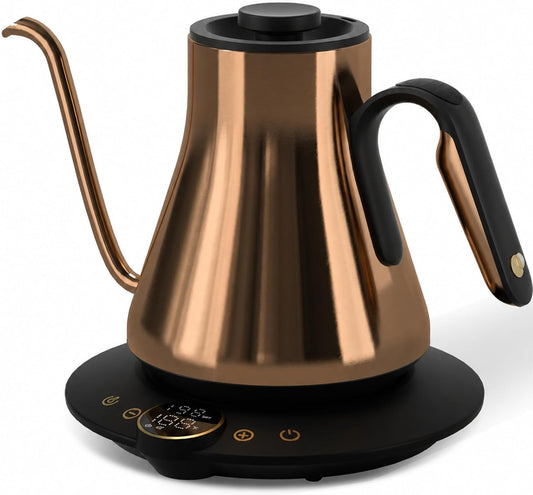 Cocinare Gooseneck Electric Kettle, ±1°F Precise Temperature Control, 1500W Fast Heating, Pour Over Coffee & Tea Kettle with Brew Timer & Keep Warm, Stainless Steel, 0.9L (Delacroix Green)