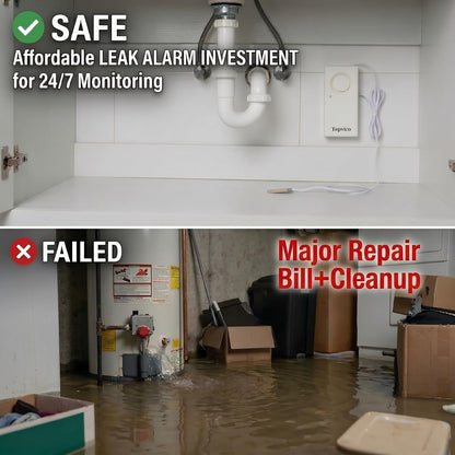 Water Alarms Leak Detector, 120dB, 37.8 Inches Cable, 2 Packs | for Home Basements, RV Water Heater, Sump Pump Overflow Moisture Floor Flood Sensor, Work Alone Battery Operated