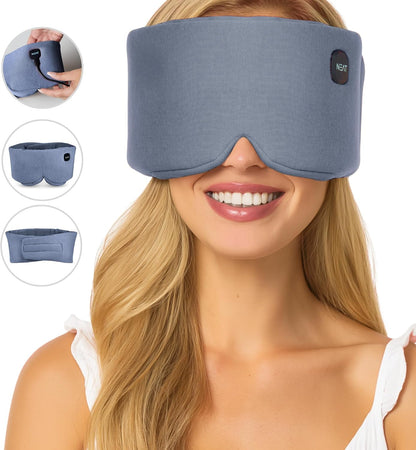 Heated Eye Mask – Cordless Electric Warm Eye Compress for Dry Eyes, Stye & Eye Strain Relief – 4 Heat Settings, Rechargeable, Light-Blocking, Blackout, Washable Cover (Ocean Stone)