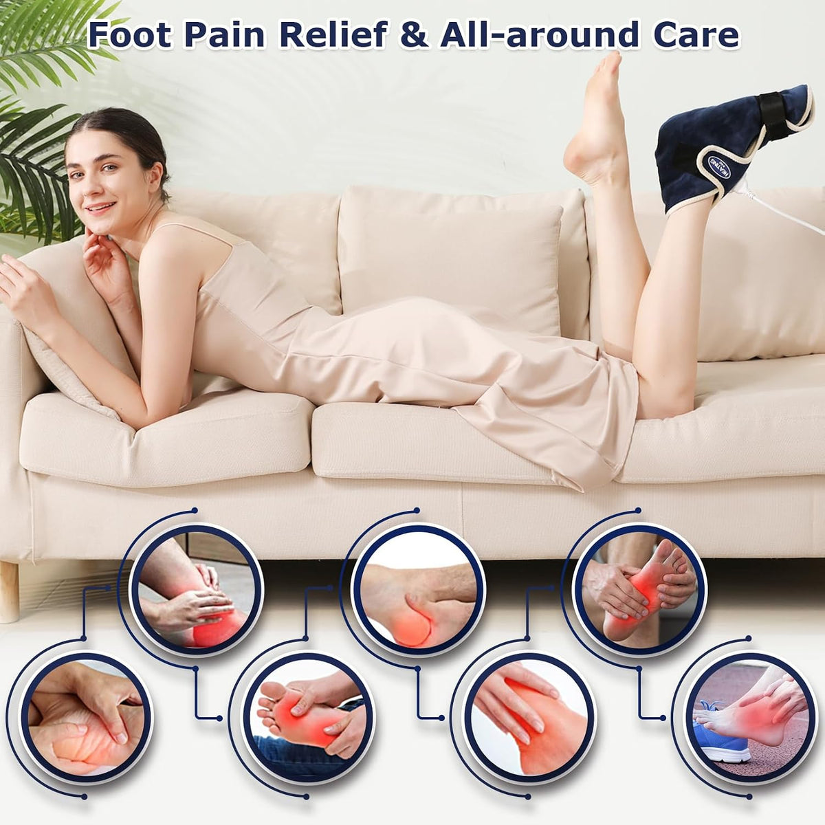 CAMECO 1 Pack Foot Ankle Heating Pad for Neuropathy Pain Relief, 86℉-158℉ Electric Heated Foot Warmer for Achilles Tendinitis & Plantar Fasciitis, Under Desk Heat Therapy Wrap Booties for Women Men