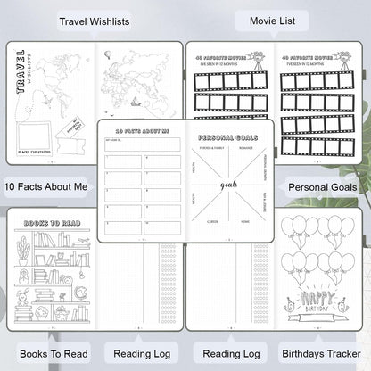 Premade Dotted Journal Notebook with Bullet Templates, Pre-made Dot Grid Journaling with Undated Weekly & Monthly Planner, Various Trackers - 12 Month Organization, A5 Hardcover