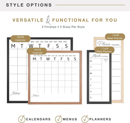 MCS Dry Erase Weekly Meal Planner Black Framed Calander Whiteboard, 11x24 | Dry Erase Weekly Meal Planner Black Framed Calander Whiteboard Frame, 11x24 Inch