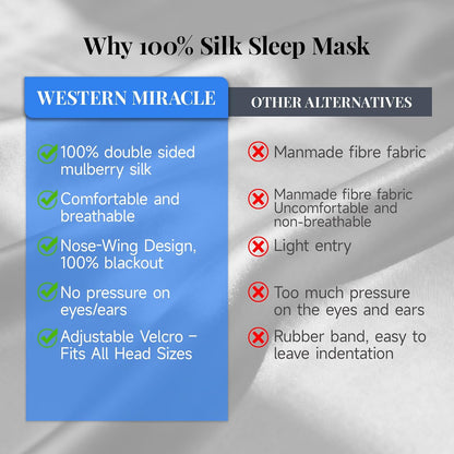 Silk Sleep Mask – 100% Mulberry Silk Eye Mask for Sleeping, Soft Slip Feel, Adjustable Headband, Blackout for Side Sleepers, Men & Women | Soft Slip Feel, Adjustable Headband, Blackout for Side Sleepers, Men & Women