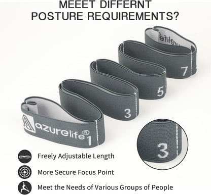 A AZURELIFE Elastic Yoga Stretching Strap, Multi-Loop Stretch Strap for Physical Therapy, Pilates, Yoga, Dance & Gymnastics Exercise and Flexible Pilates Stretch Band